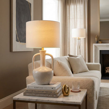   White Ceramic Amphora Table Lamp | Oroa.com
