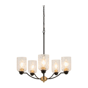 Modern European furniture - Textured Clear Glass 5-Light Chandelier - www.oroa.com