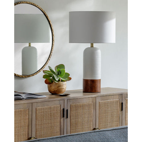 Modern European furniture - White Drum Linen Table Lamp - www.oroa.com