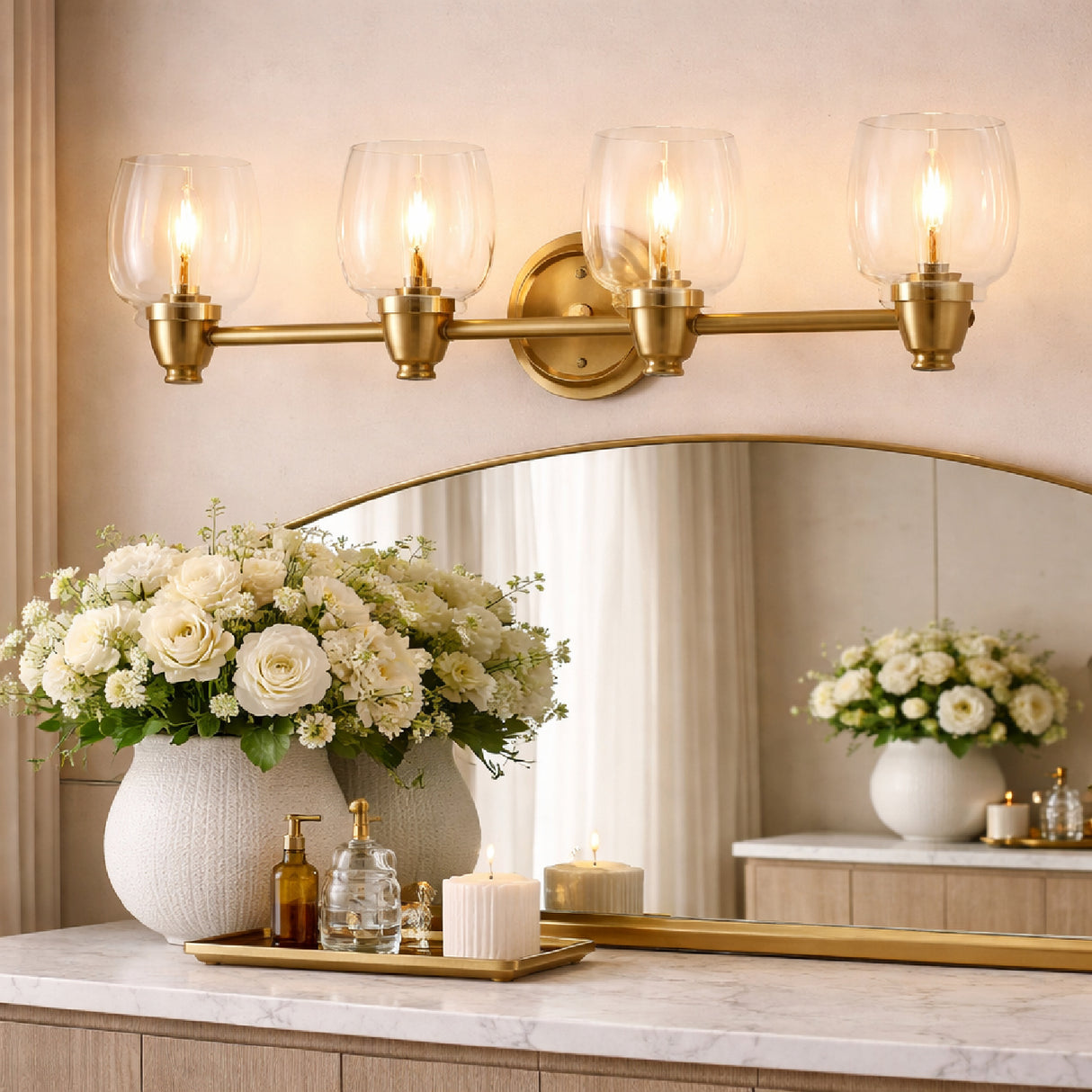   Modern European furniture - Gold Framed Glass Wall Lamp - www.oroa.com | Oroa.com