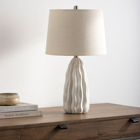 Modern European furniture - Wavy White Ceramic Table Lamp - www.oroa.com