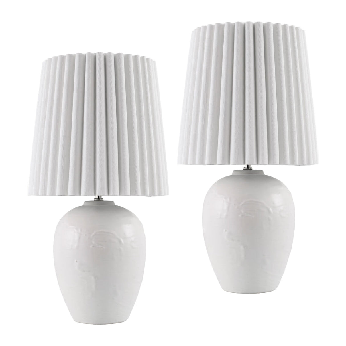   Modern European furniture - Pleated Linen Ceramic Table Lamps (2) - www.oroa.com | Oroa.com