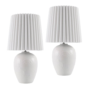 Modern European furniture - Pleated Linen Ceramic Table Lamps (2) - www.oroa.com