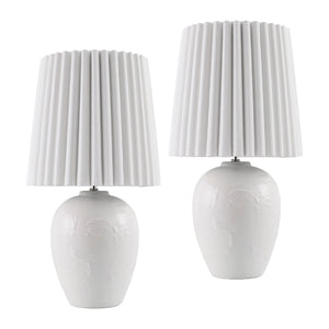   Modern European furniture - Pleated Linen Ceramic Table Lamps (2) - www.oroa.com | Oroa.com