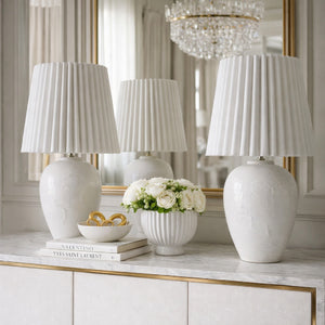   Modern European furniture - Pleated Linen Ceramic Table Lamps (2) - www.oroa.com | Oroa.com