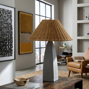   Modern European furniture - Rattan Shade Concrete Table Lamp - www.oroa.com | Oroa.com