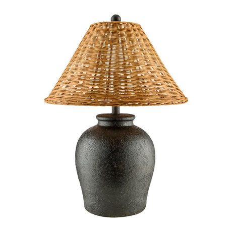 Modern European furniture - Brown Rattan Ceramic Table Lamp - www.oroa.com