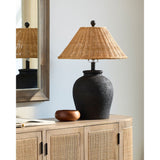 Modern European furniture - Brown Rattan Ceramic Table Lamp - www.oroa.com