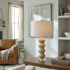   Modern European furniture -  Geometrical Base Linen Table Lamp - www.oroa.com | Oroa.com