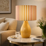 Modern European furniture - Striped Linen Ceramic Table Lamp - www.oroa.com