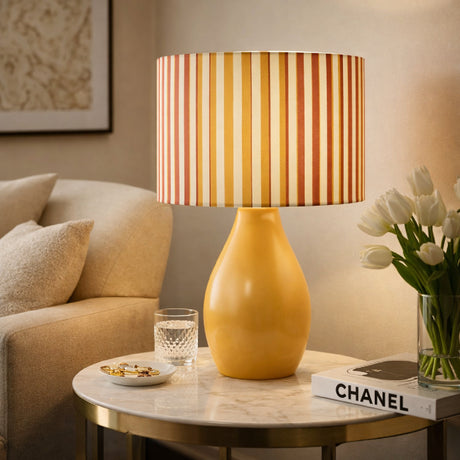   Modern European furniture - Striped Linen Ceramic Table Lamp - www.oroa.com | Oroa.com