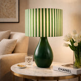 Modern European furniture - Striped Linen Ceramic Table Lamp - www.oroa.com