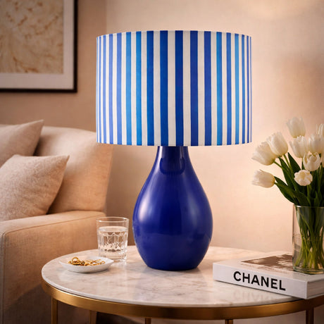 Modern European furniture - Striped Linen Ceramic Table Lamp - www.oroa.com