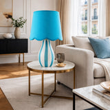 Modern European furniture - Striped Ceramic Seagrass Table Lamp - www.oroa.com