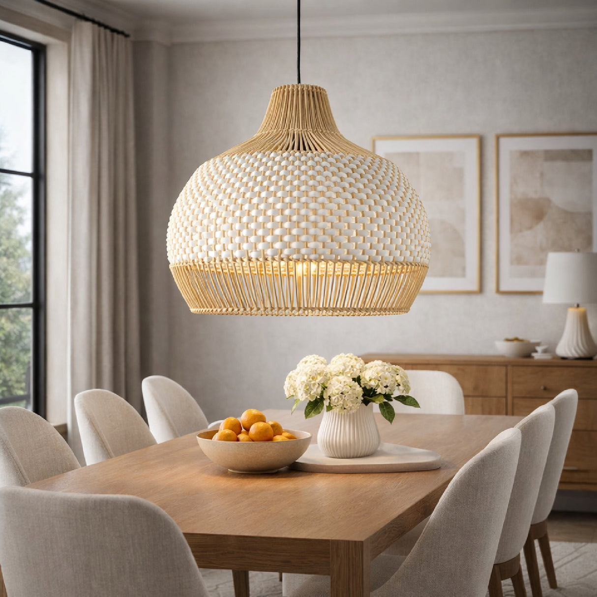   Two-Toned Braided Rattan Pendant Lamp | Oroa.com