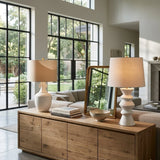 Modern European furniture - White Ceramic Sculpted Table Lamp - www.oroa.com