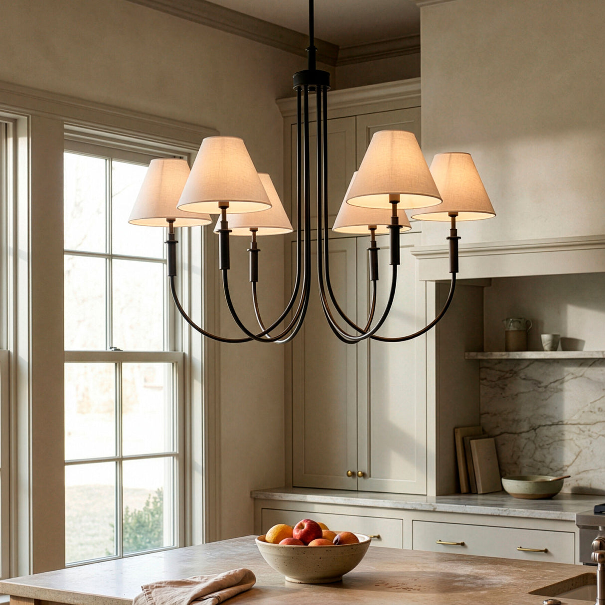   Modern European furniture - White Linen 6-Light Chandelier - www.oroa.com | Oroa.com