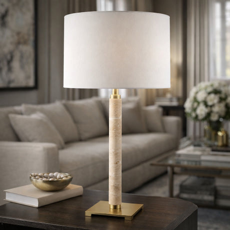   White Linen Accent Table Lamp | Oroa.com