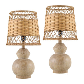 Modern European furniture - Brown Rattan Accent Table Lamps (2) - www.oroa.com