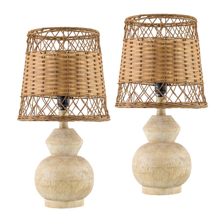 Modern European furniture - Brown Rattan Accent Table Lamps (2) - www.oroa.com