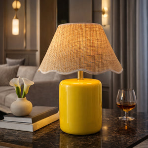   Modern European furniture - Scalloped Edge Seagrass Table Lamp - www.oroa.com | Oroa.com