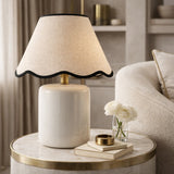 Modern European furniture - Scalloped Linen Ceramic Table Lamp - www.oroa.com