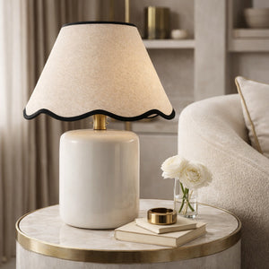   Modern European furniture - Scalloped Linen Ceramic Table Lamp - www.oroa.com | Oroa.com