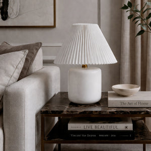   Modern European furniture - Ceramic Pleated Linen Table Lamp - www.oroa.com | Oroa.com