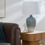 Modern European furniture - Two-Toned  Blue Ceramic Table Lamp - www.oroa.com