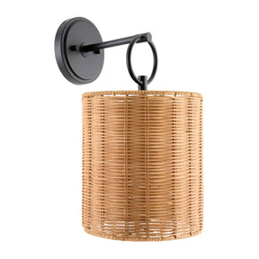 Modern European furniture - Drum Rattan Shade Wall Lamp - www.oroa.com