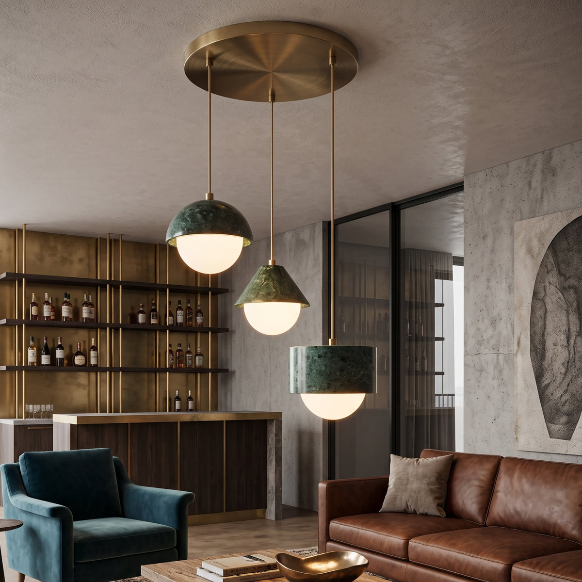 Stone Shade 3-Light Chandelier | Kuda Home Marzia - www.oroa.com