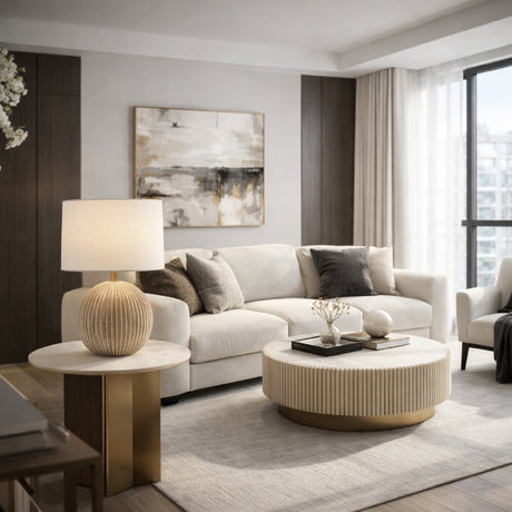   Rounded Carved Ceramic Table Lamp | Oroa.com