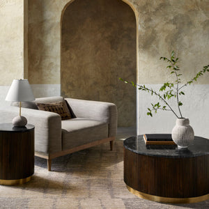   Modern European furniture - Reeded Wood Marble End Table - www.oroa.com | Oroa.com