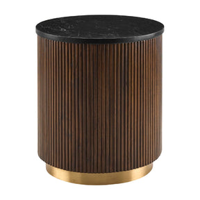 Modern European furniture - Reeded Wood Marble End Table - www.oroa.com