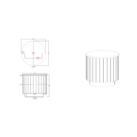 Modern European furniture - Reeded Wood Marble End Table - www.oroa.com