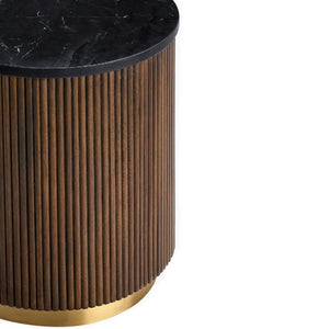   Modern European furniture - Reeded Wood Marble End Table - www.oroa.com | Oroa.com