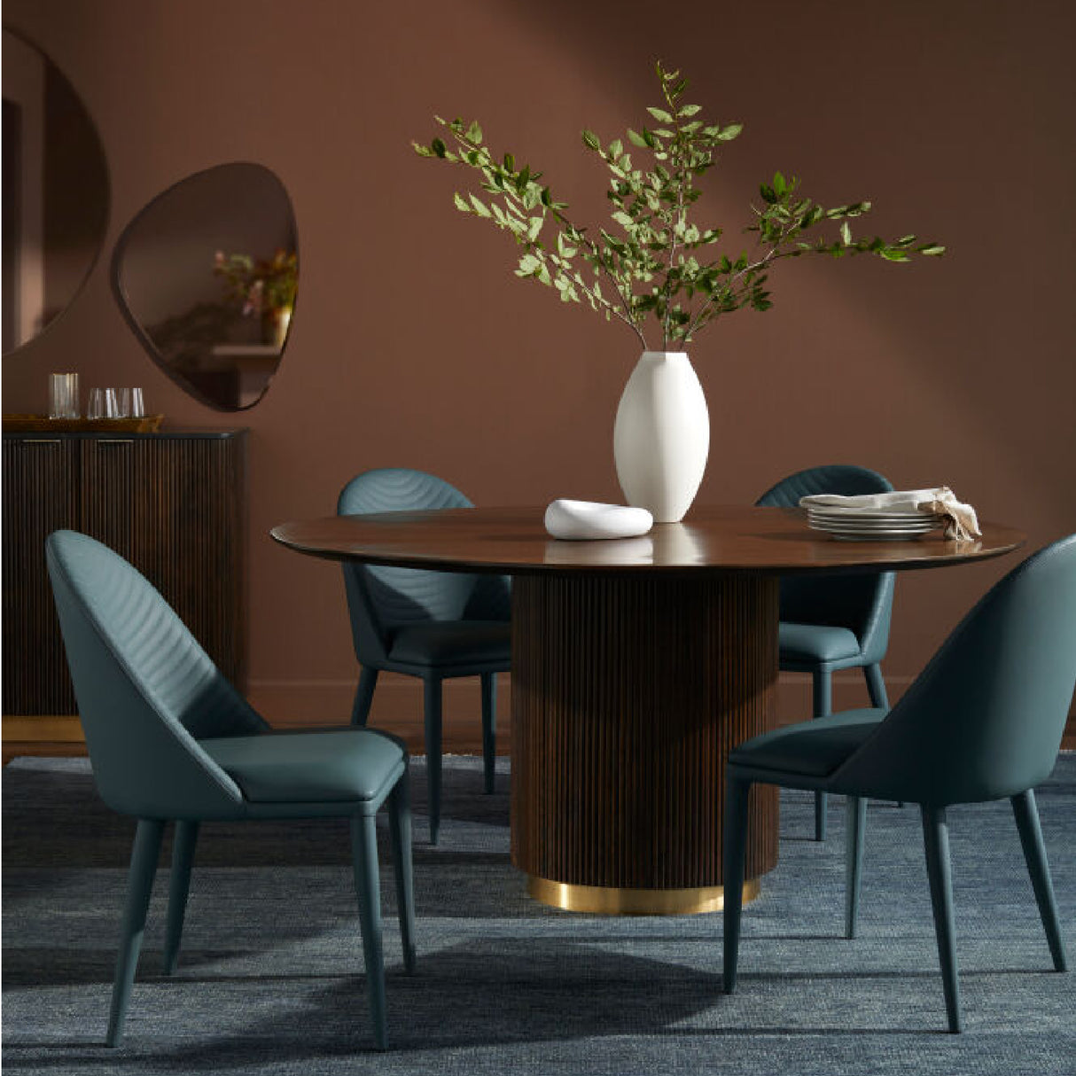   Reeded Wood Round Dining Table | Oroa.com