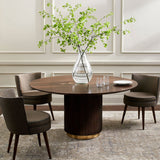 Modern European furniture - Reeded Wood Round Dining Table - www.oroa.com