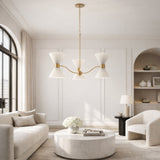 Modern European furniture - Pleated White Linen 6-Light Chandelier - www.oroa.com