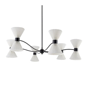 Modern European furniture - Pleated White Linen 10-Light Chandelier - www.oroa.com