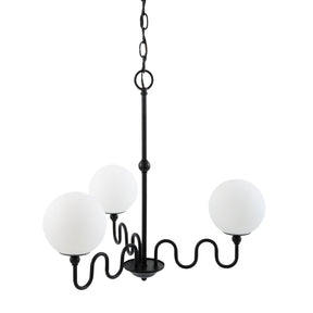Modern European furniture - Wavy Black Iron 3-Light Chandelier - www.oroa.com