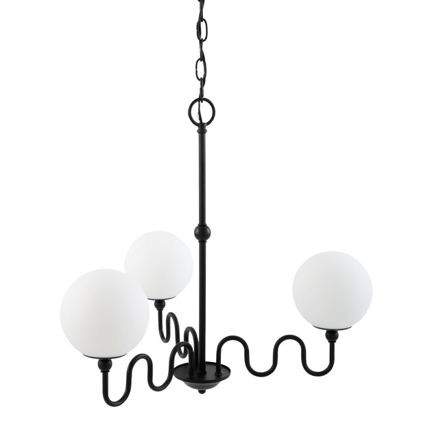 Modern European furniture - Wavy Black Iron 3-Light Chandelier - www.oroa.com