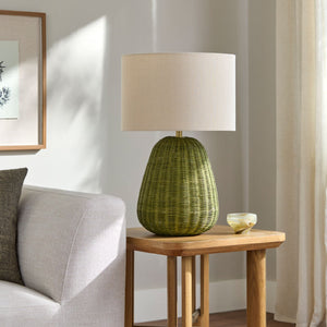   Hand-painted Rattan Linen Table Lamp | Oroa.com