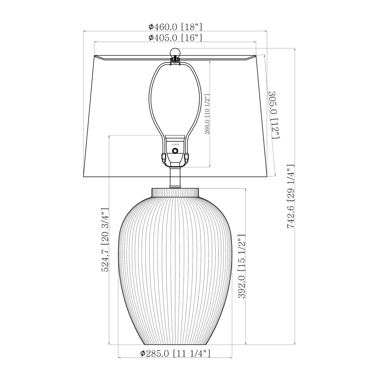  Striped Ceramic Accent Table Lamp | Oroa.com