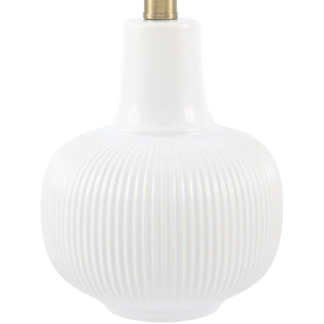 Modern European furniture - Scalloped White Linen Table Lamp - www.oroa.com