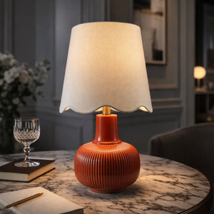   Modern European furniture - Scalloped White Linen Table Lamp - www.oroa.com | Oroa.com