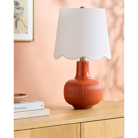 Modern European furniture - Scalloped White Linen Table Lamp - www.oroa.com