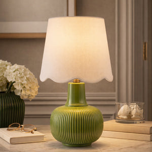   Modern European furniture - Scalloped White Linen Table Lamp - www.oroa.com | Oroa.com