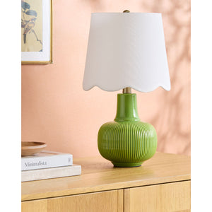   Modern European furniture - Scalloped White Linen Table Lamp - www.oroa.com | Oroa.com