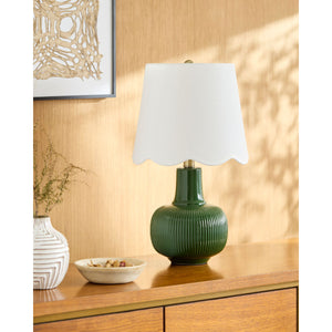   Modern European furniture - Scalloped White Linen Table Lamp - www.oroa.com | Oroa.com